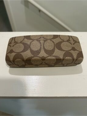 Coach Brown Signature Pattern Glasses Case